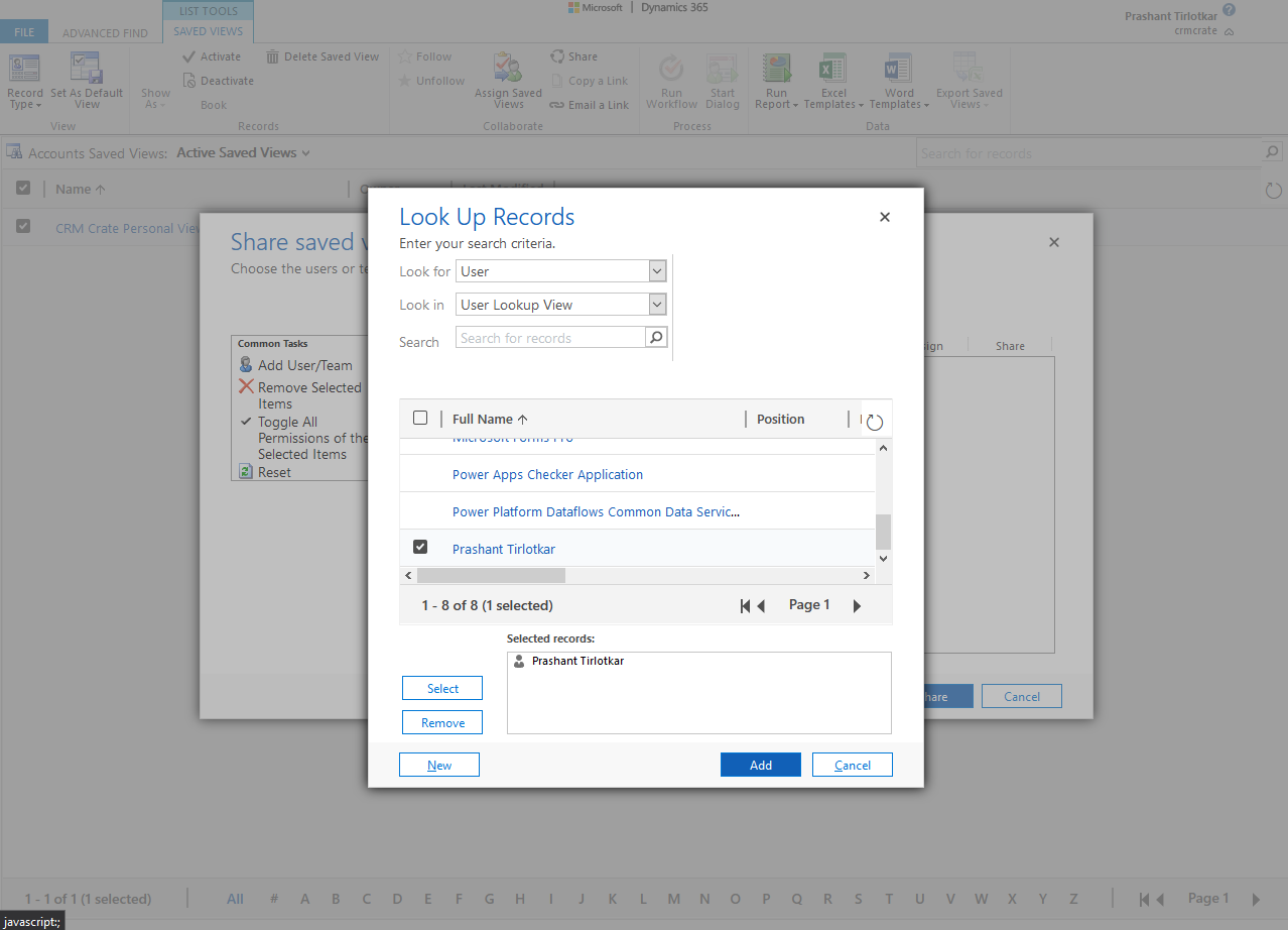 Create and share a personal view in Microsoft Dynamics CRM 365 - CRM Crate