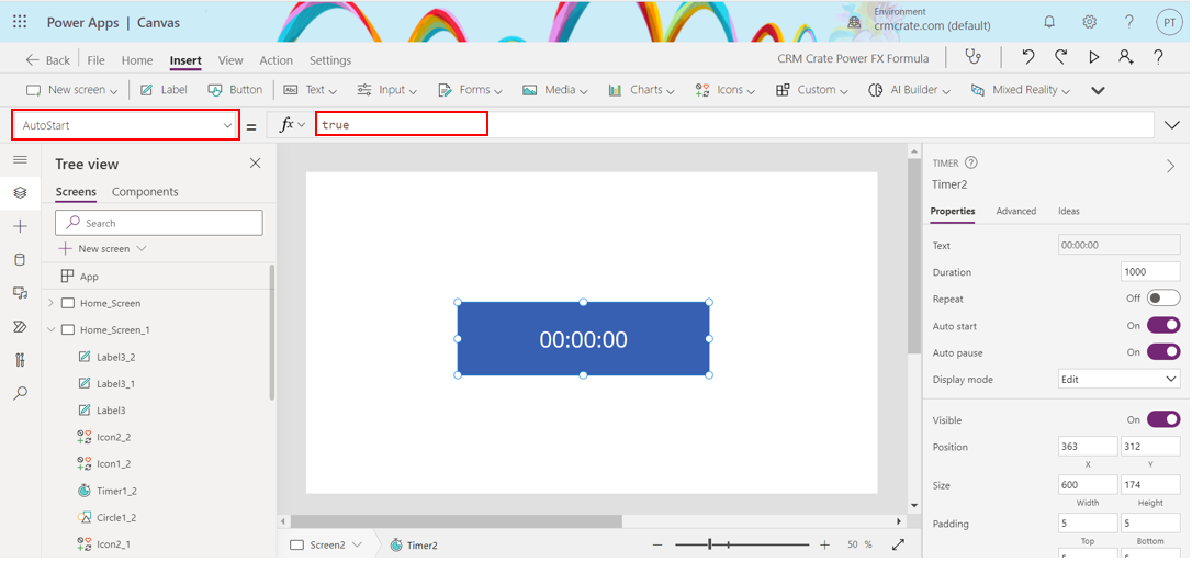 How to create a clock in Canvas App / Power App? CRM Crate