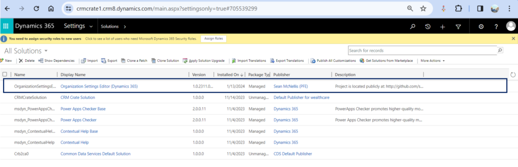 Update database settings in the Power Platform environment. - CRM Crate