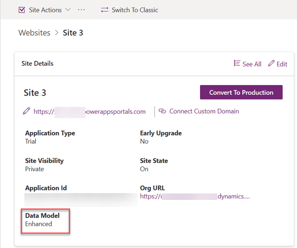What is an Enhanced Data Model in Microsoft Power Pages?