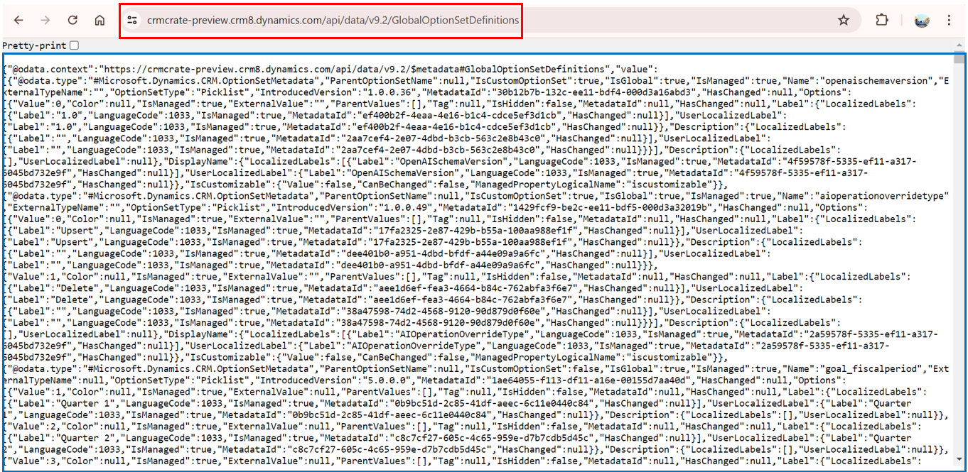 Retrieving Dataverse table metadata definitions via Web APIs